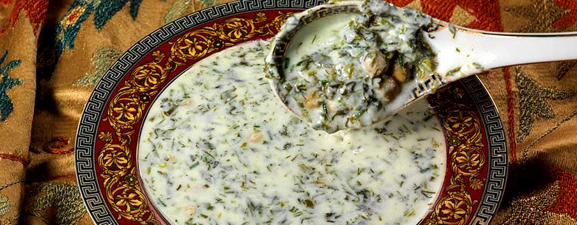 Cold Azerbaijani soup with herbs